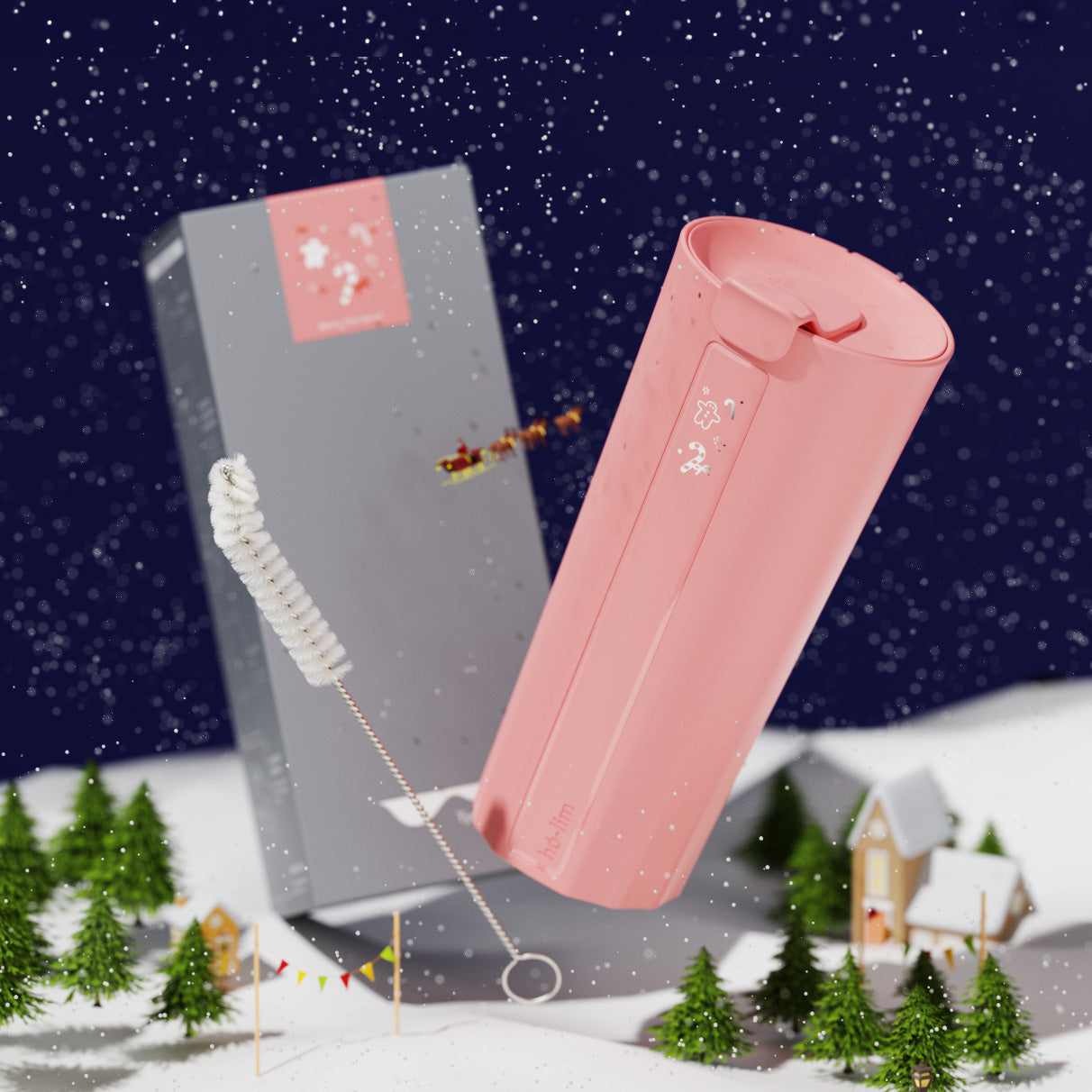 聖誕特別款 / 枴杖糖薑餅人-櫻粉 ✦ hó-lim 飲料杯
